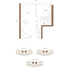 Pavilion Damansara Heights - Windsor Suites - Floor Plan - 1 Bedroom - TYPE D1