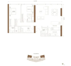Pavilion Damansara Heights - Windsor Suites - Floor Plan - 2 Bedroom - TYPE E2