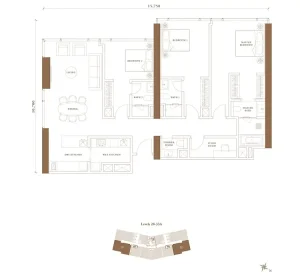 Pavilion Damansara Heights - Windsor Suites - Floor Plan - 3 Bedroom - TYPE F2