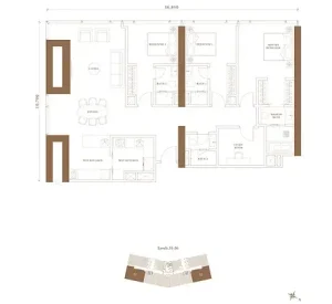 Pavilion Damansara Heights - Windsor Suites - Floor Plan - 3 Bedroom - TYPE F2a